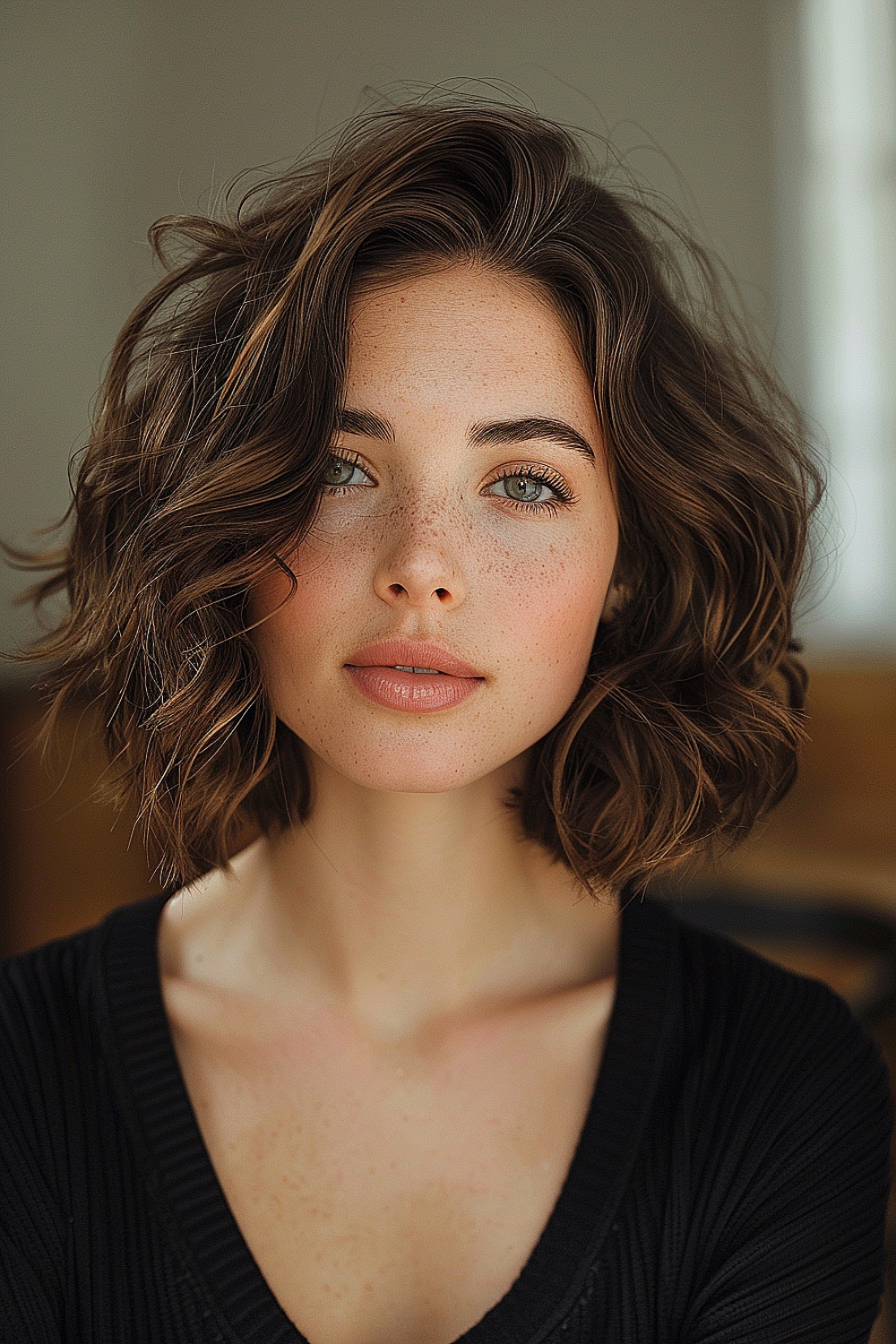 Flowing neck-length bob with soft curls