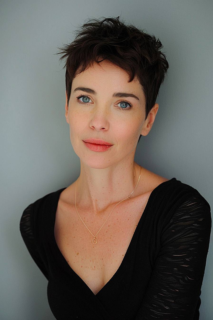 A short pixie haircut for women