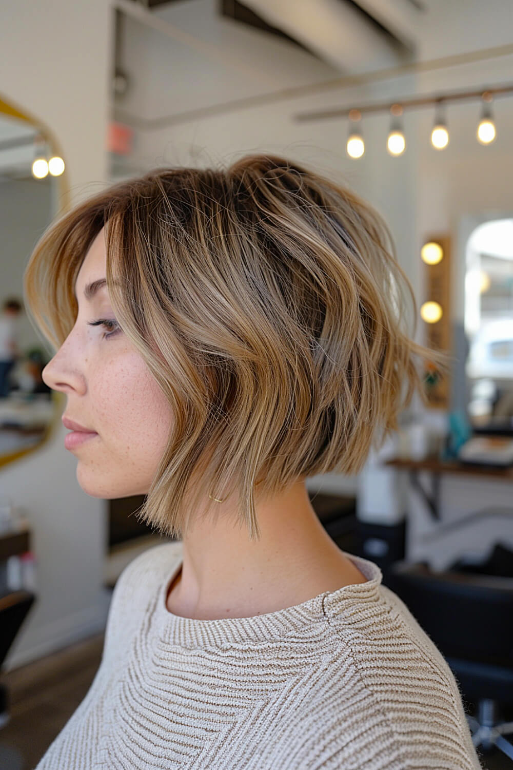 Textured stacked bob haircut