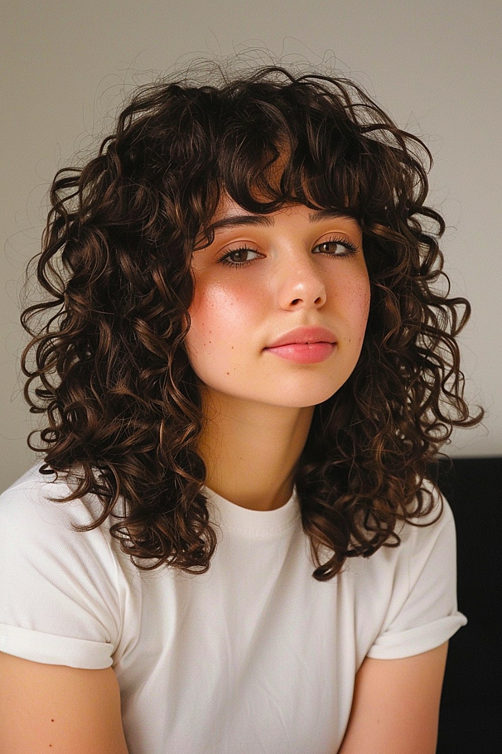 Aesthetic curly style on medium hair