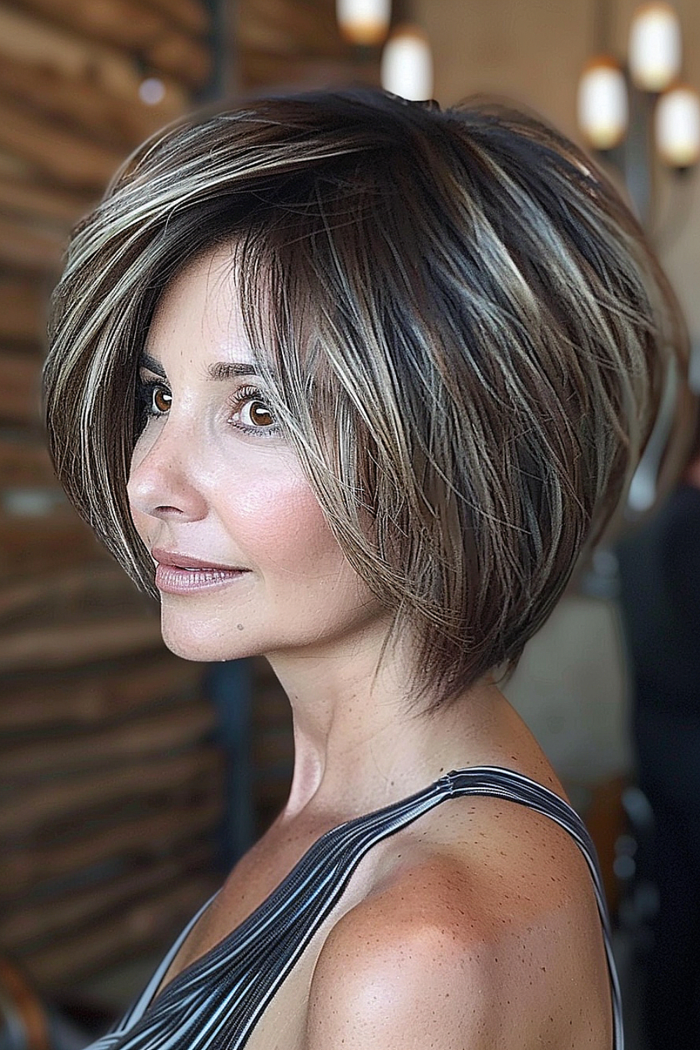 Angled layered bob for a sharp look