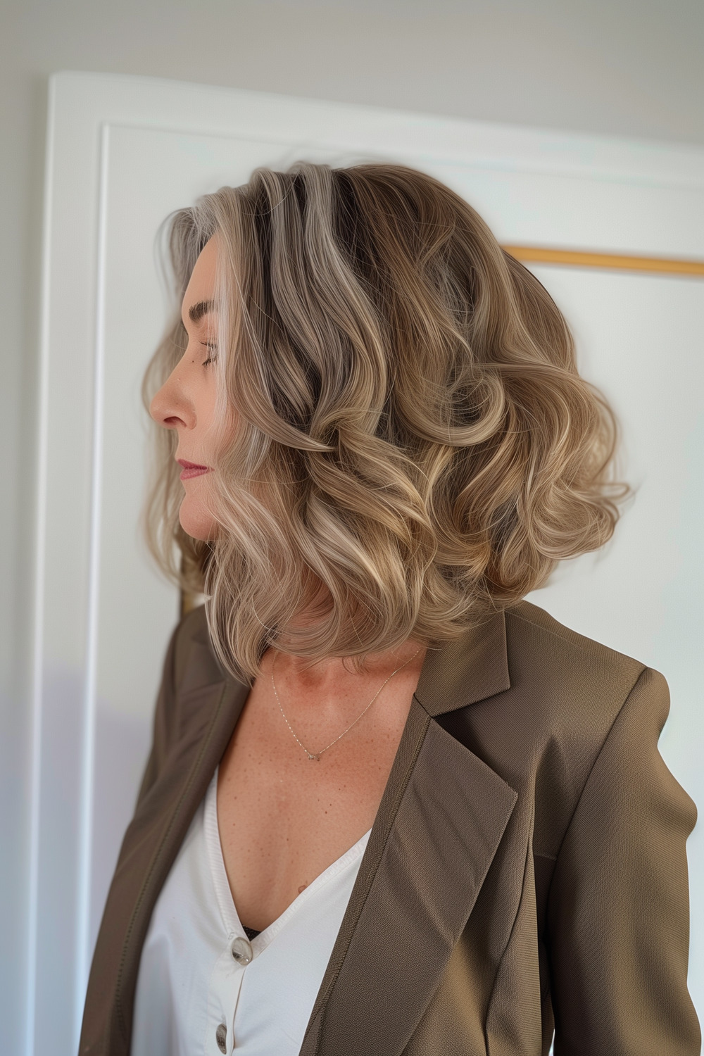 Angled long bob with soft curls