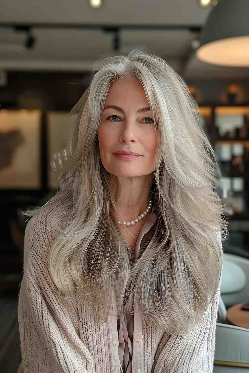 Ash blonde layered cut for women over 70