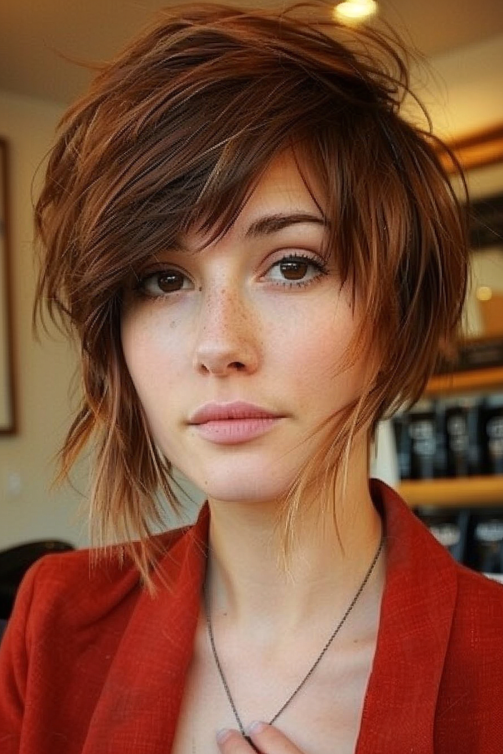 Asymmetric bob with long bangs