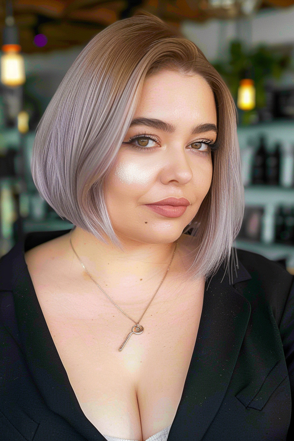 Asymmetrical bob for added dimension