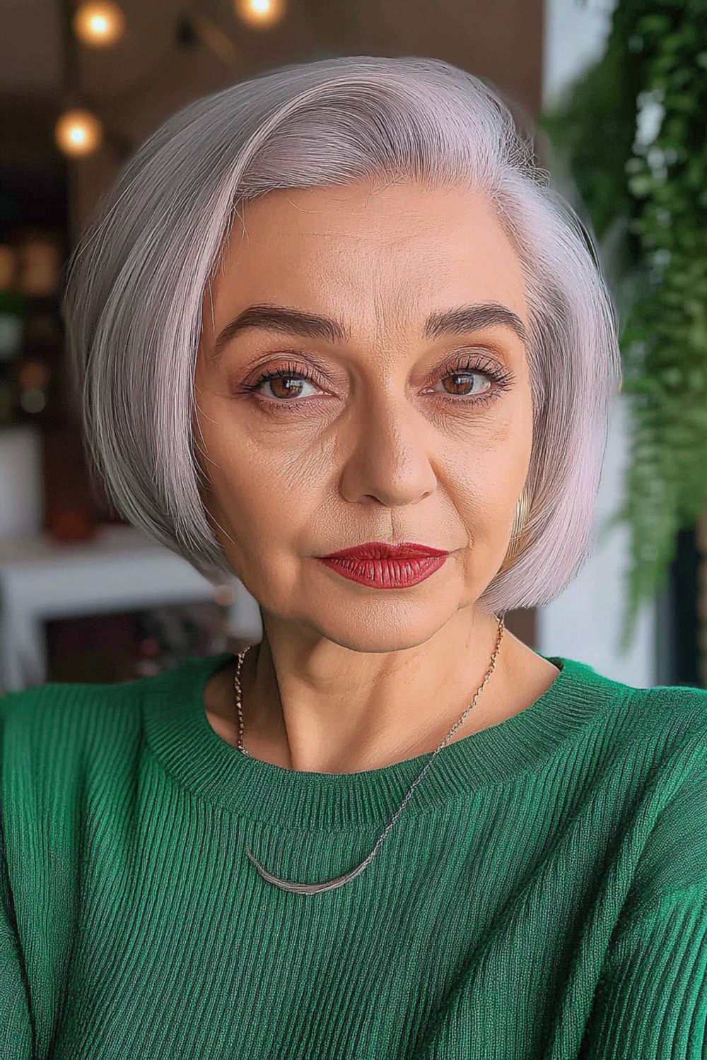 Asymmetrical bob for women over 60