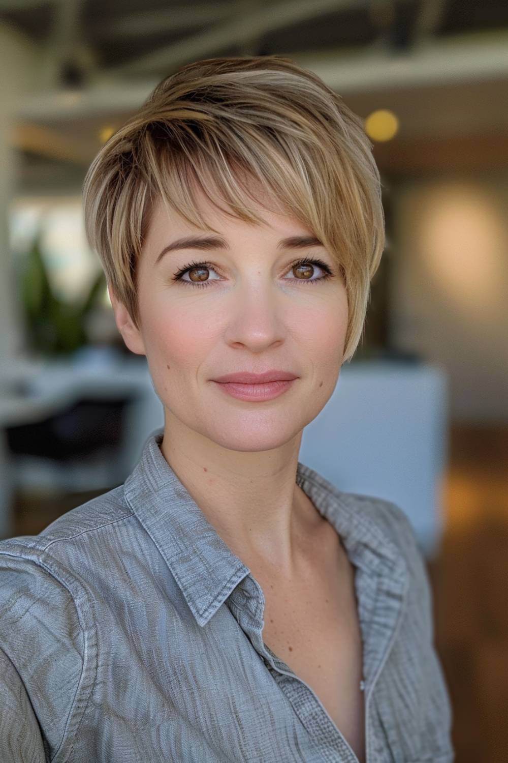 Asymmetrical pixie cut