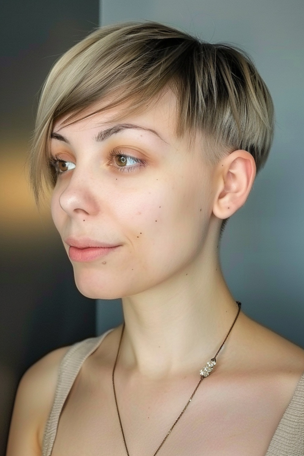 Asymmetrical pixie cut