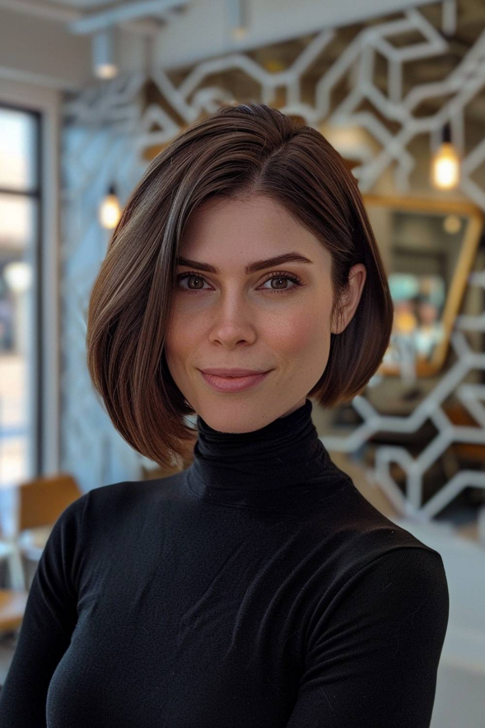 Asymmetrical side part bob for an edgy style