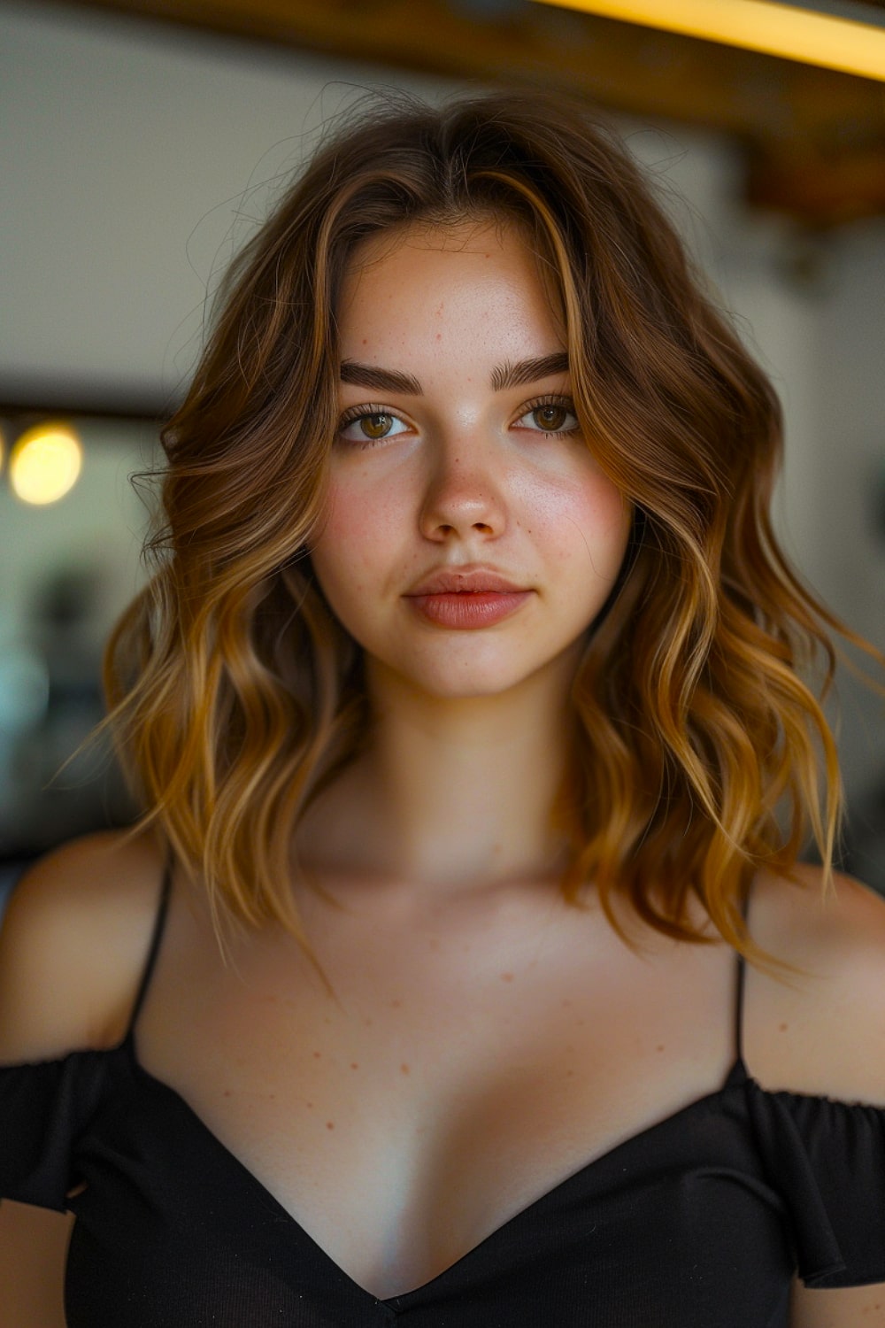 Medium Length Haircut for Round Face