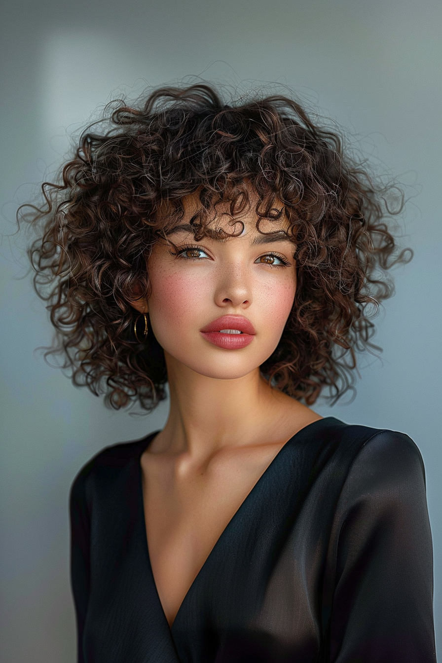 Best curly hair with bangs