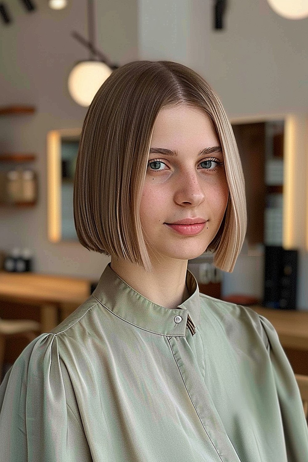 Blunt bob hairstyle for fine hair