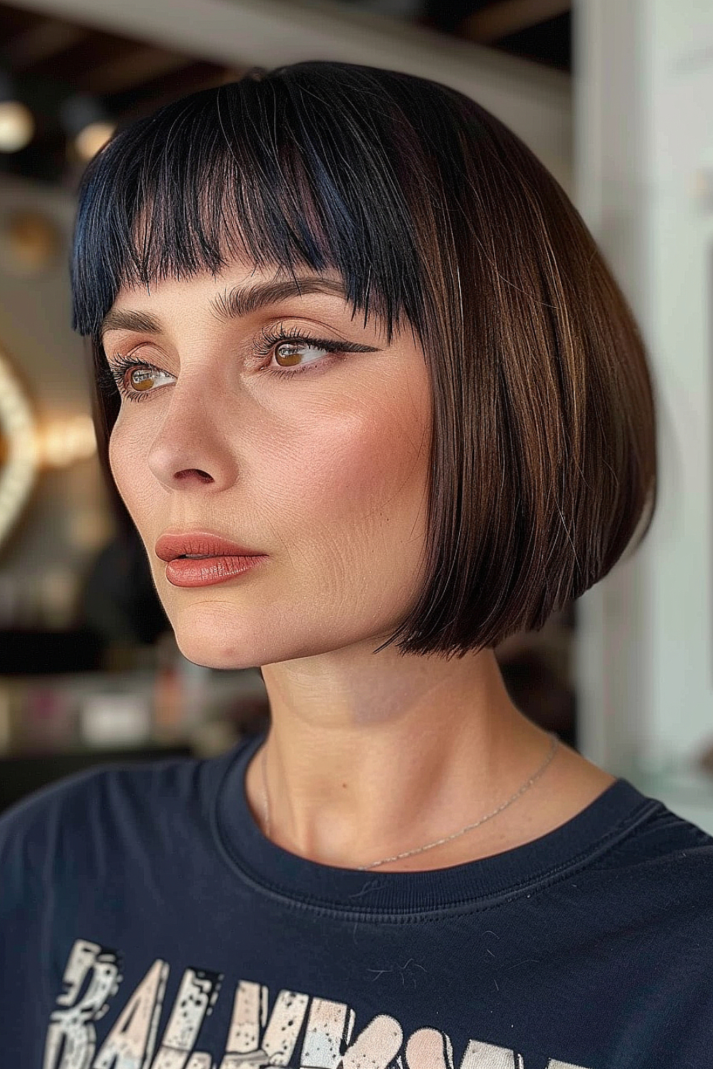 Blunt bob with micro-fringe