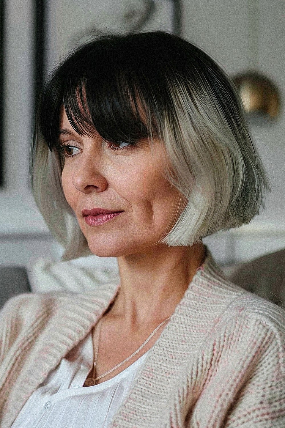 Blunt bob with ombre effect for mature women