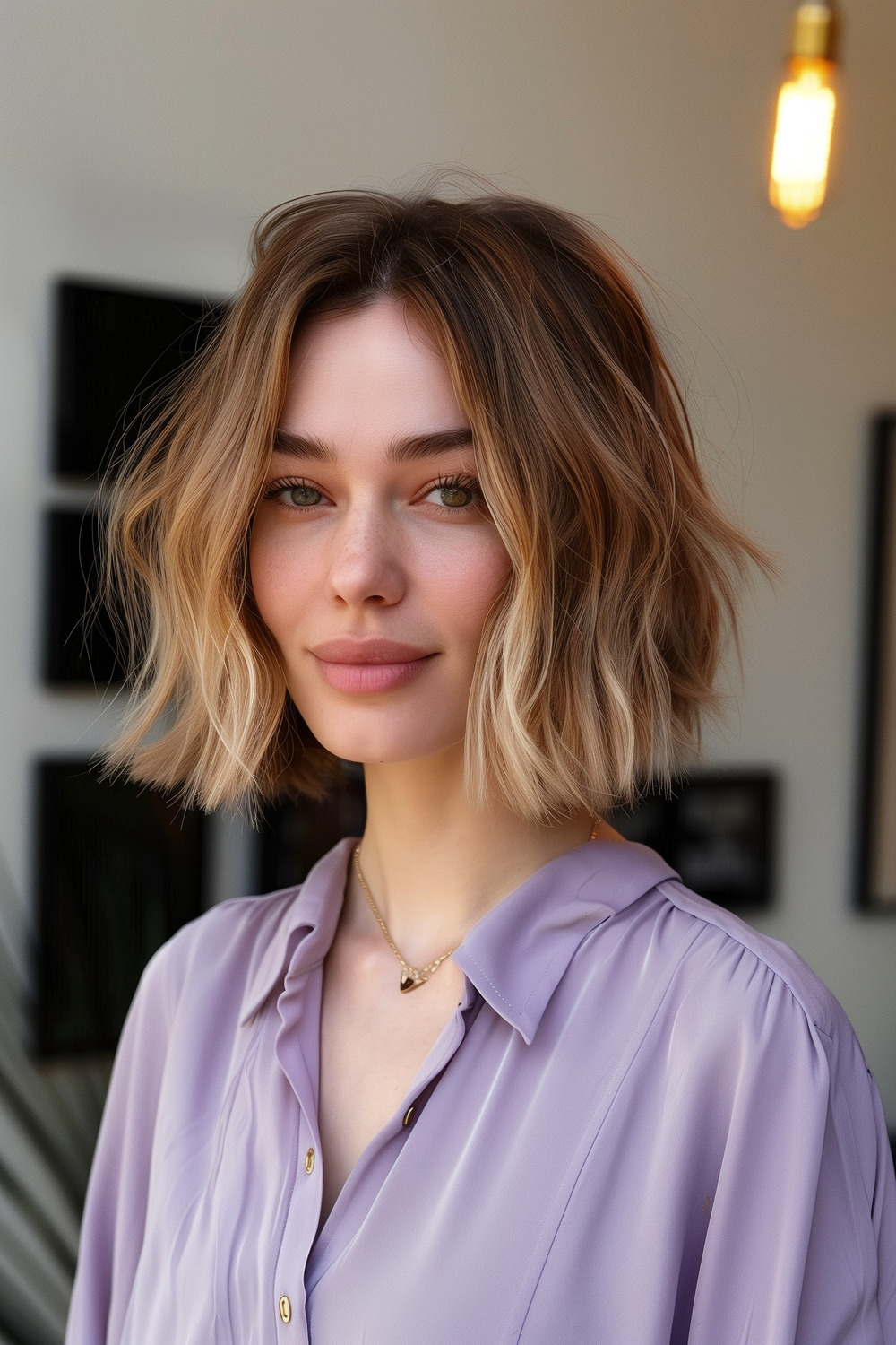 Blunt cut bob with volumizing powder