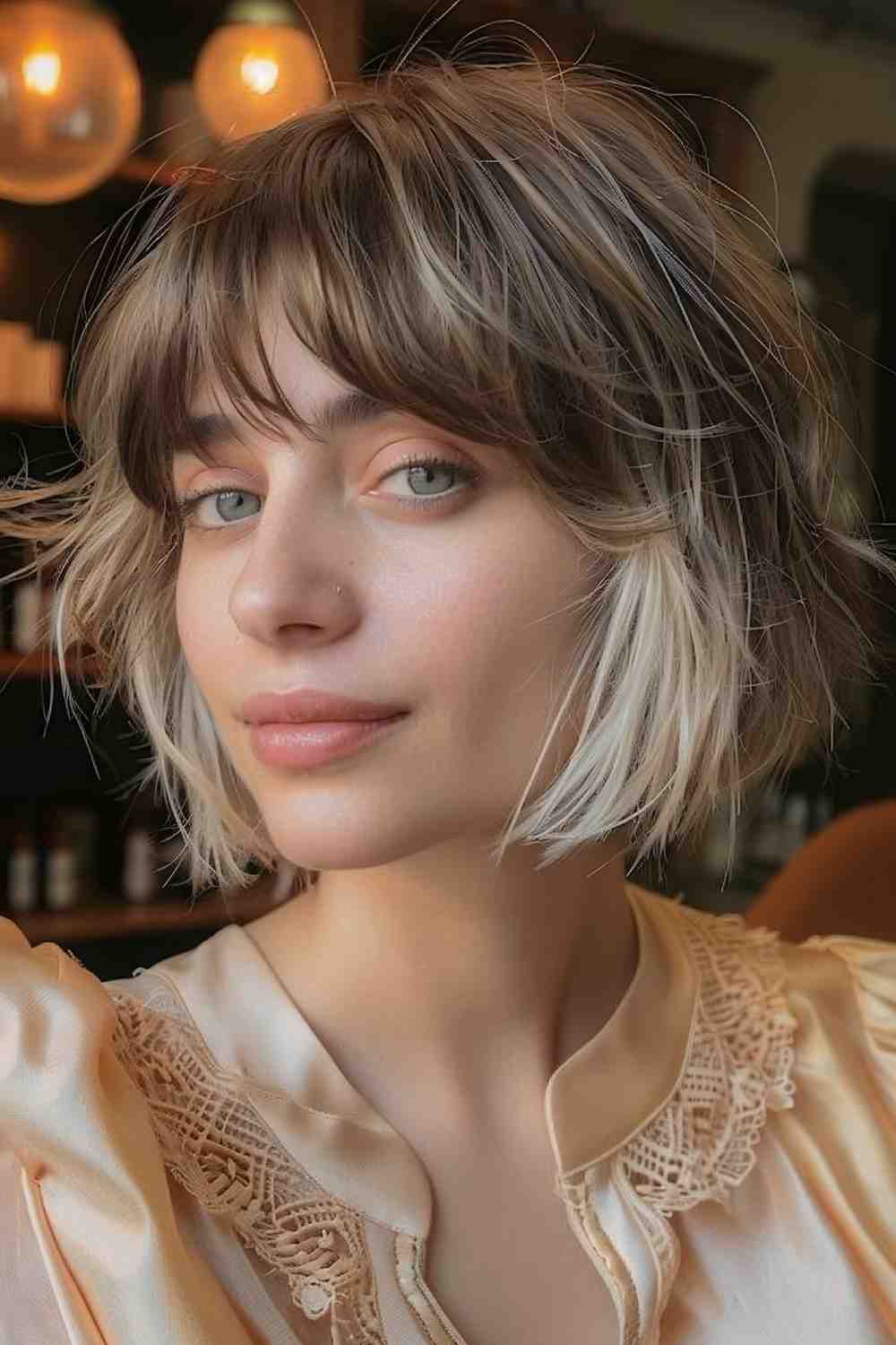 Bob with Feathered Fringe for a Retro Touch