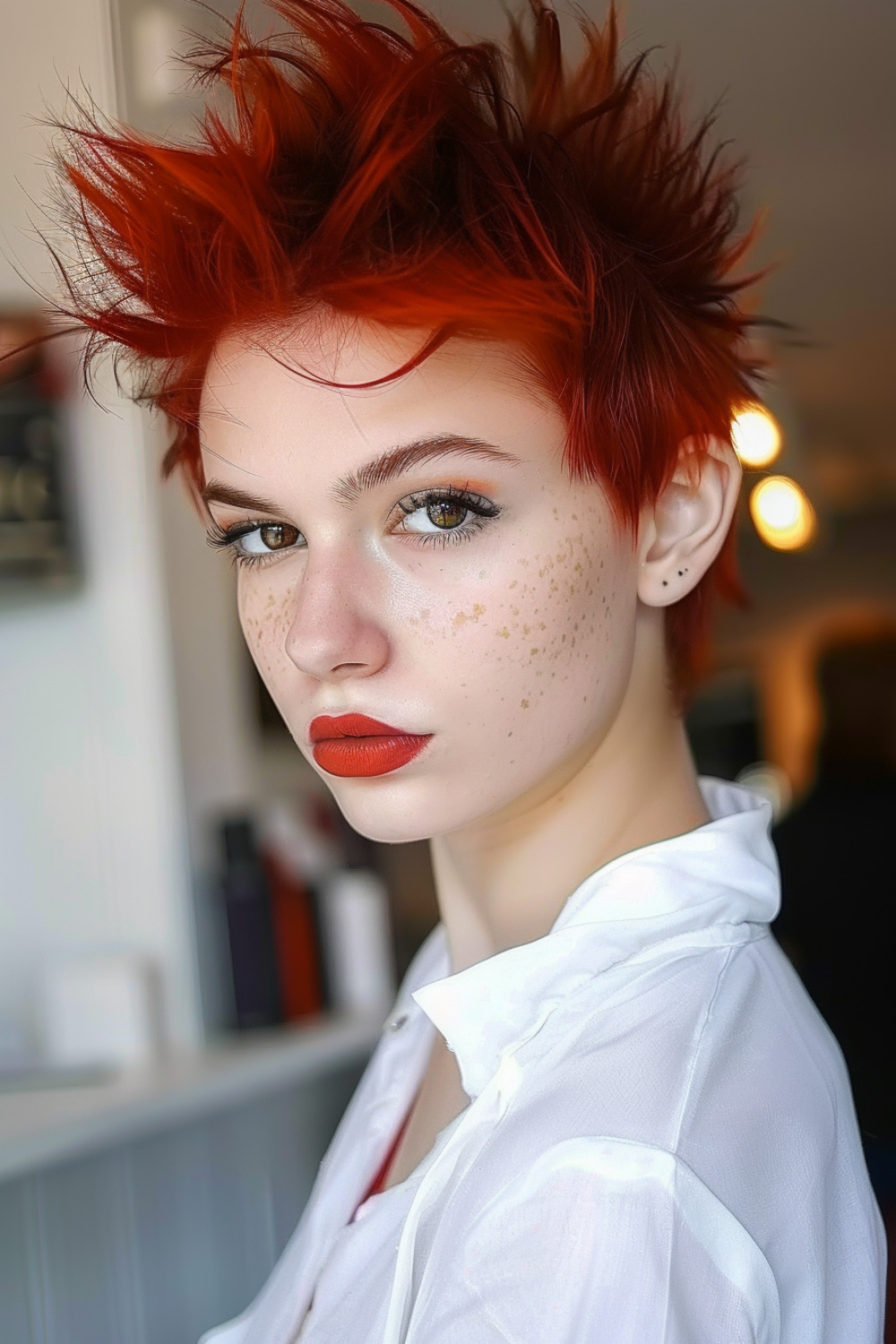 Bold red spikes for short hair