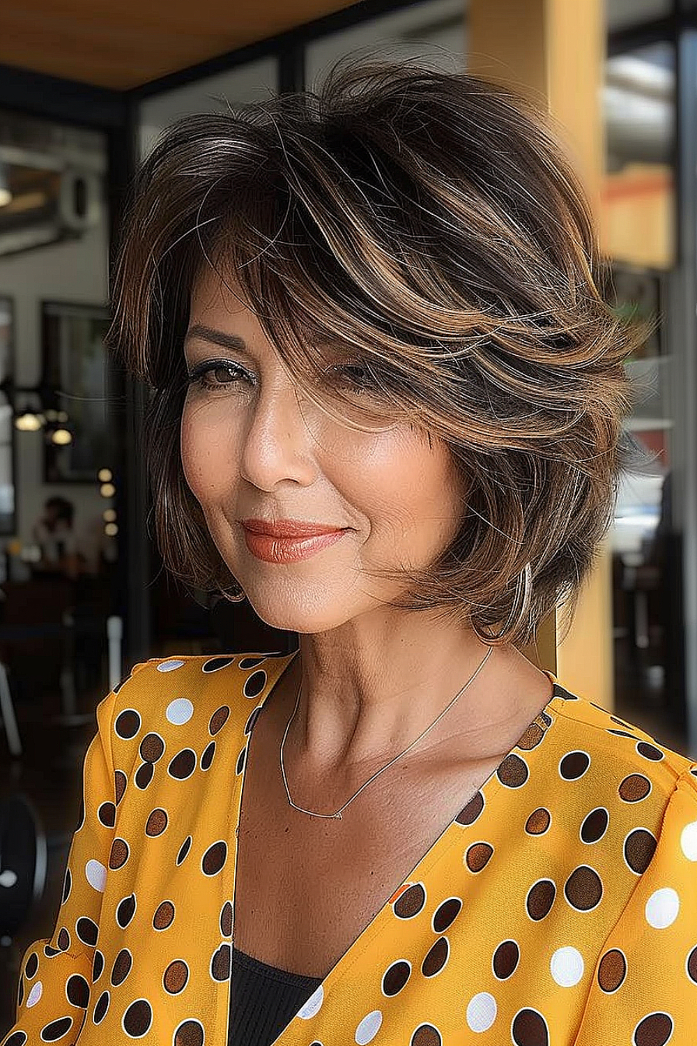 Bouncy bob with lustrous highlights