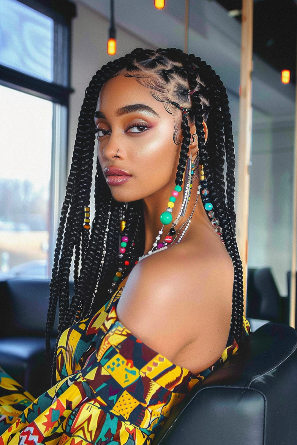 Box braids with beads