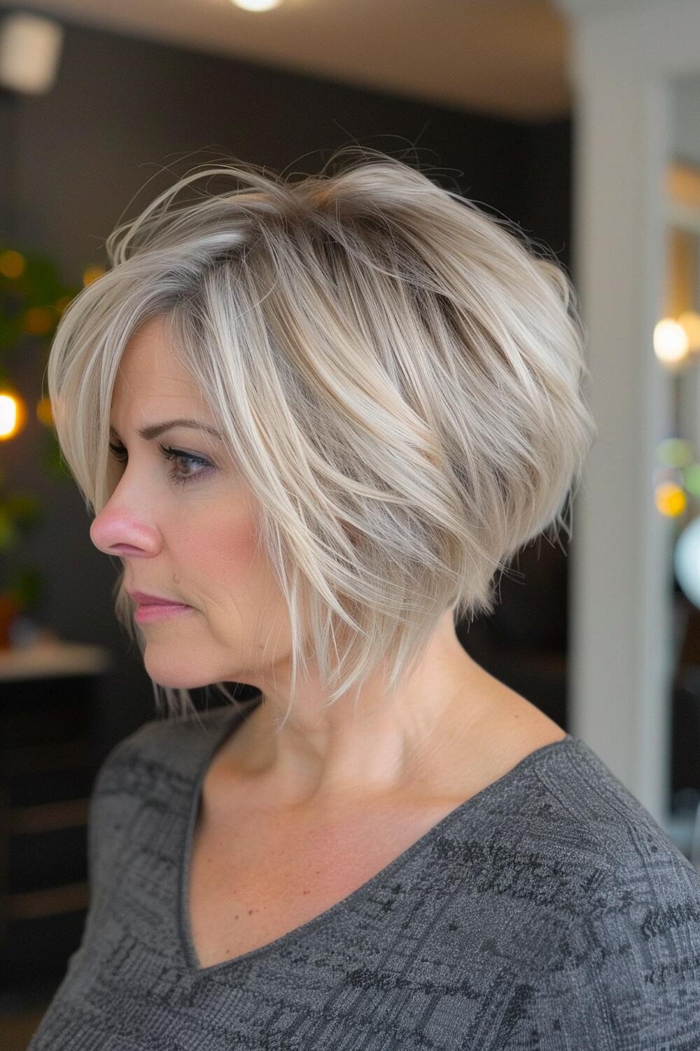 Chic choppy stacked bob hairstyle