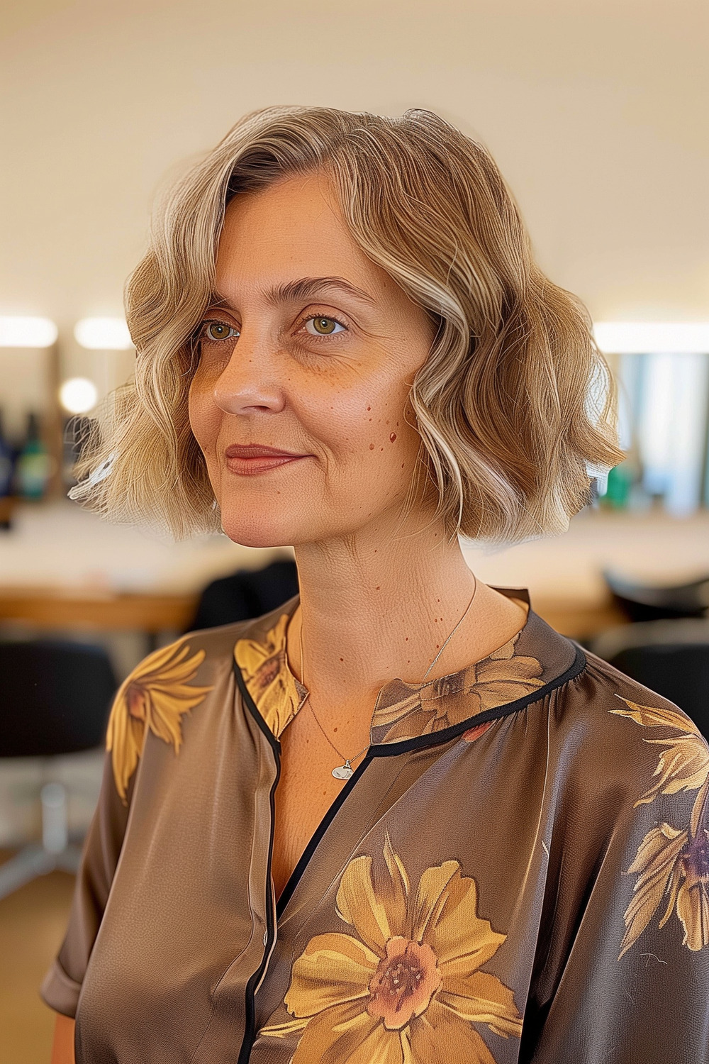 Chin-length bob with face-framing layers for women over 50