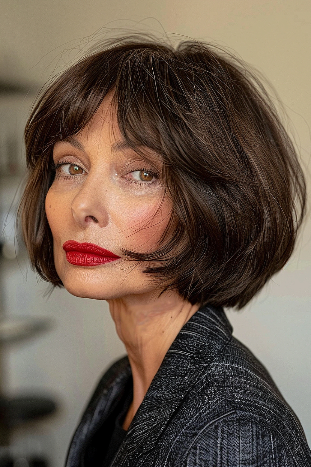 Chin-length bob with face-framing layers