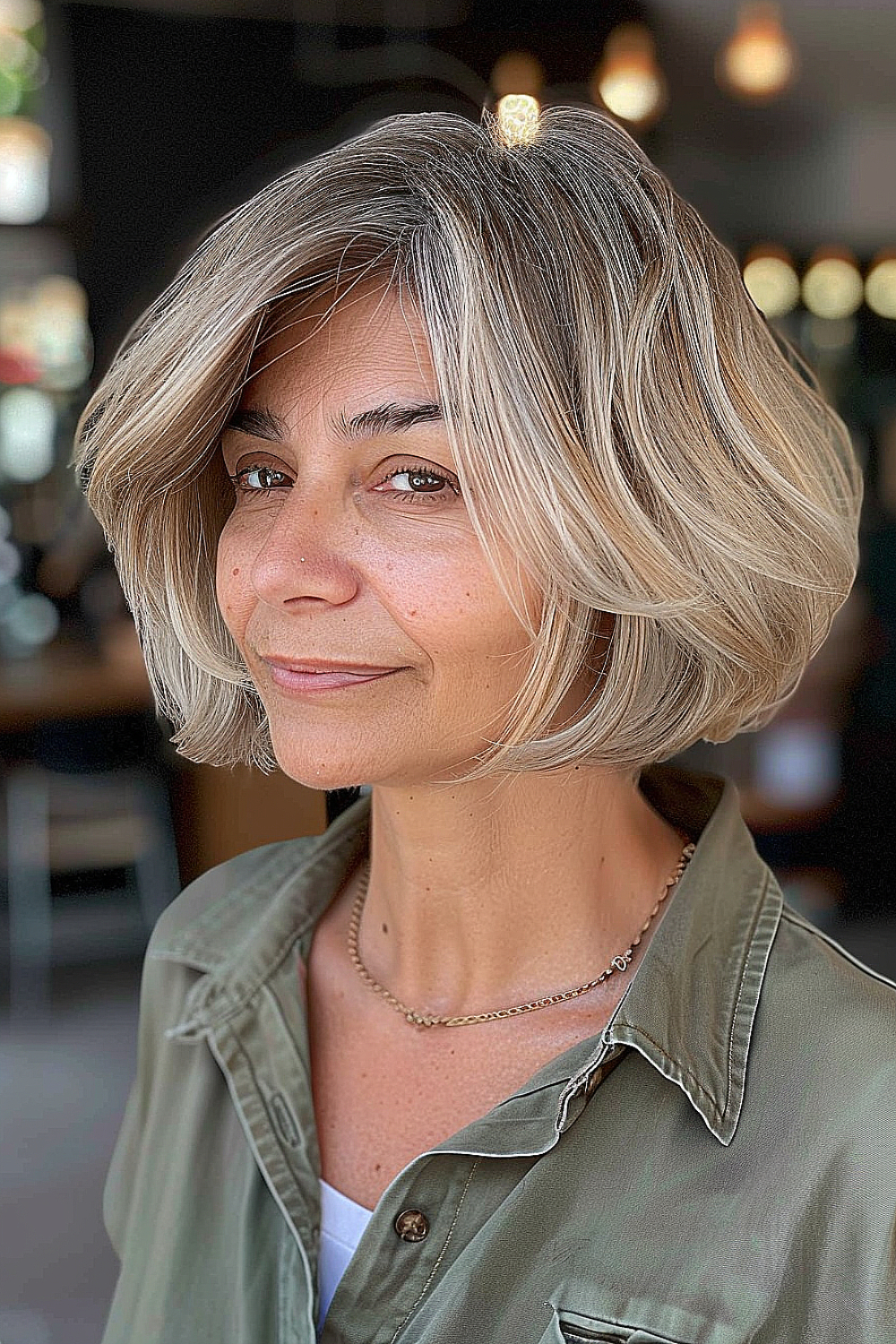 Chin-length bob with understated balayage