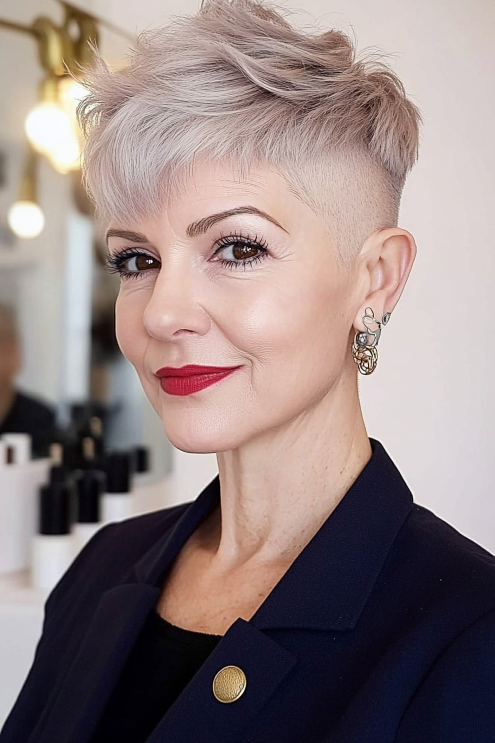 Choppy pixie with undercut for women over 50