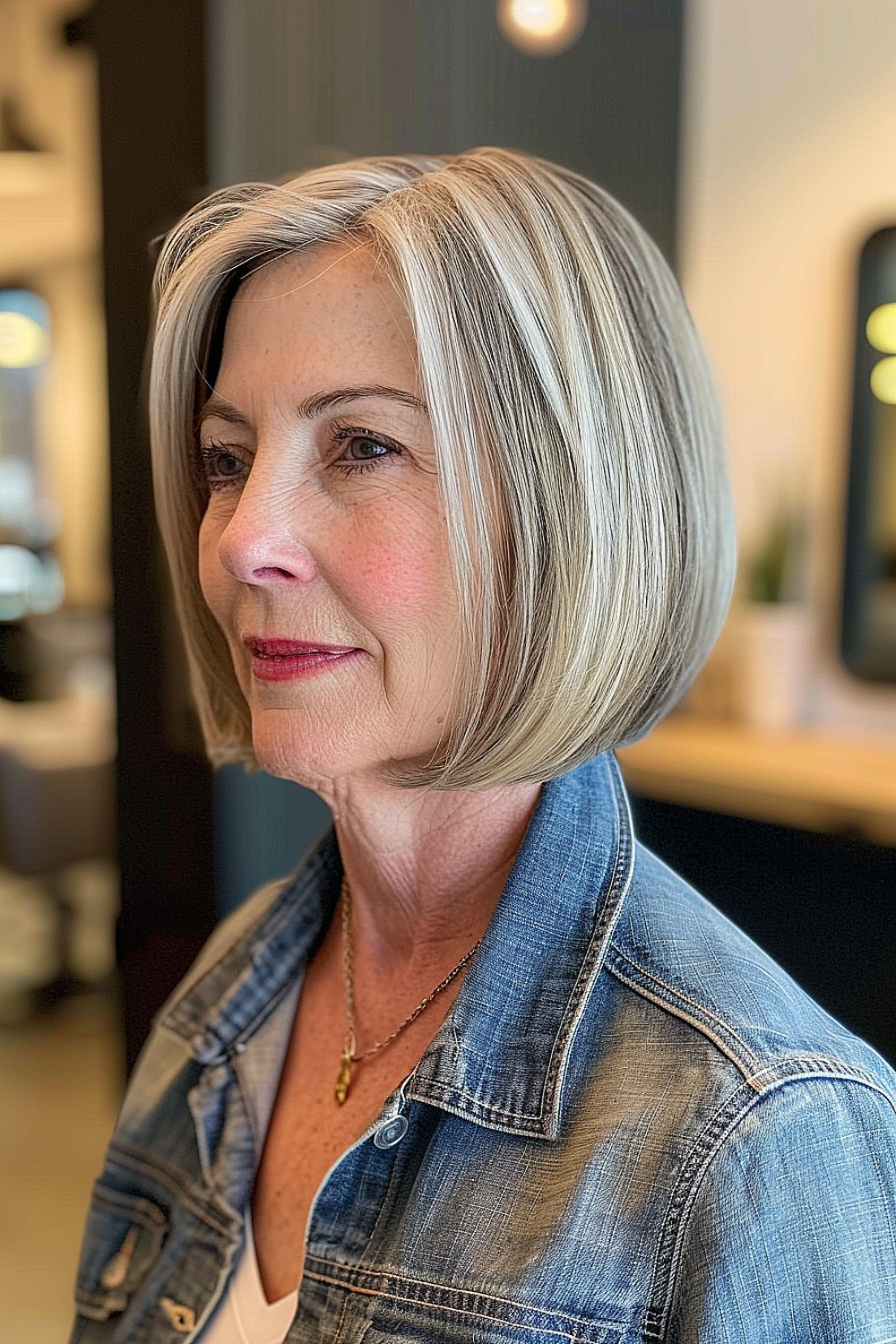 Classic bob hairstyle with subtle layers and soft highlights