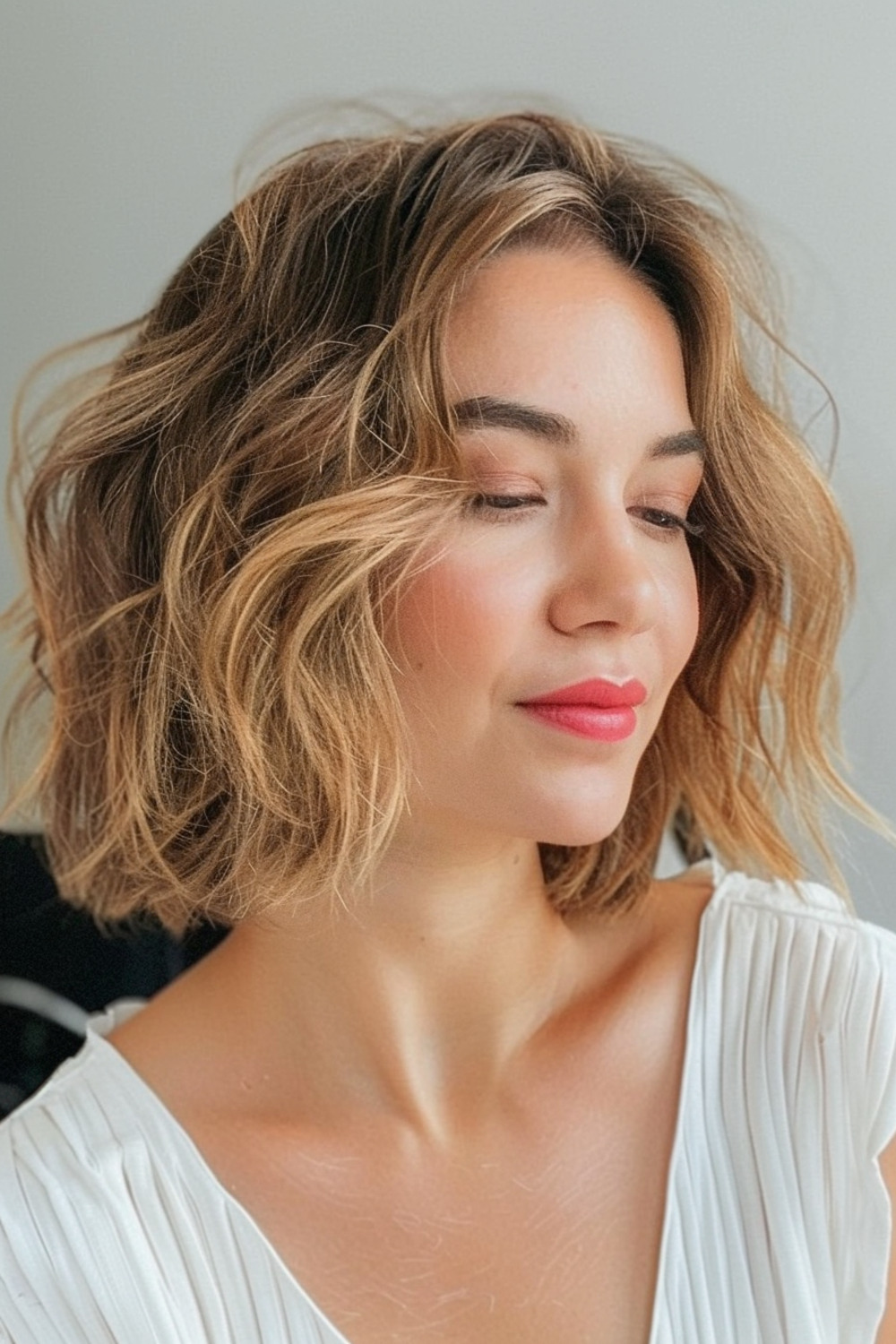 Classic bob with soft waves for moms