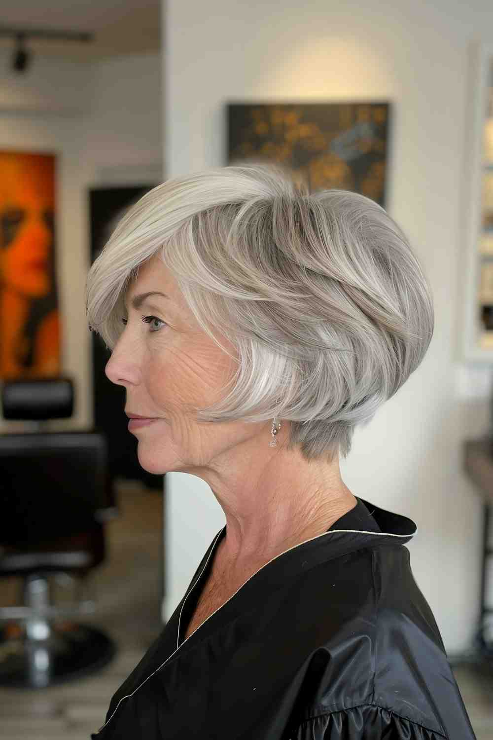 Classic Bob with Undercut for a Modern Twist Over 70