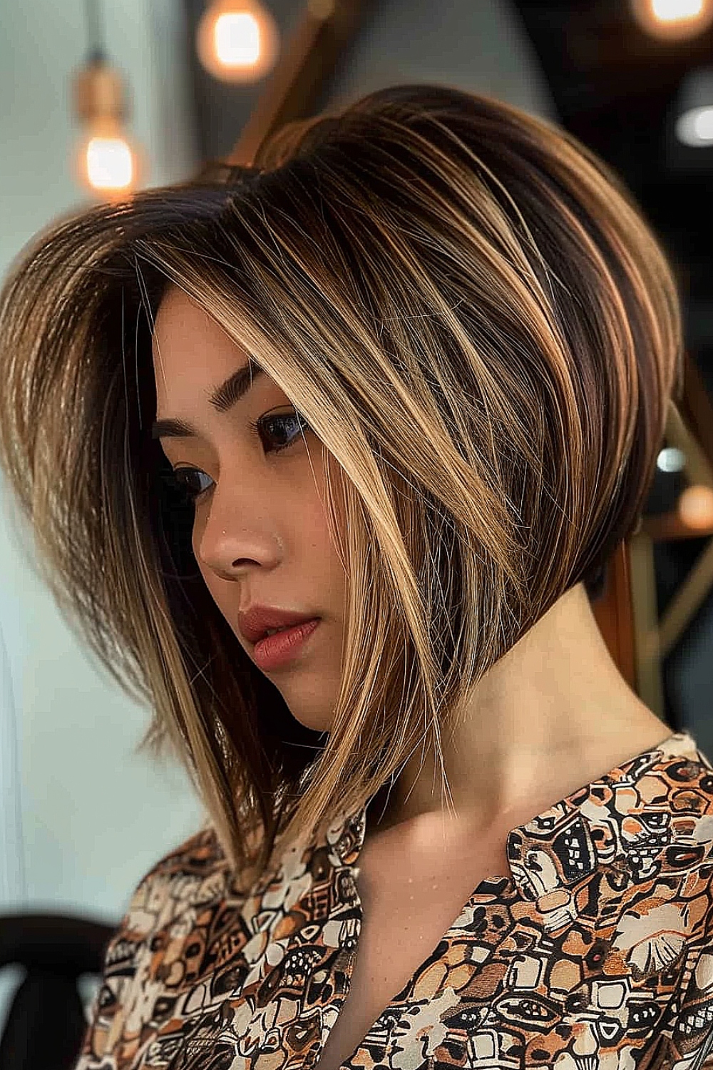 Classic inverted bob with sun-kissed highlights