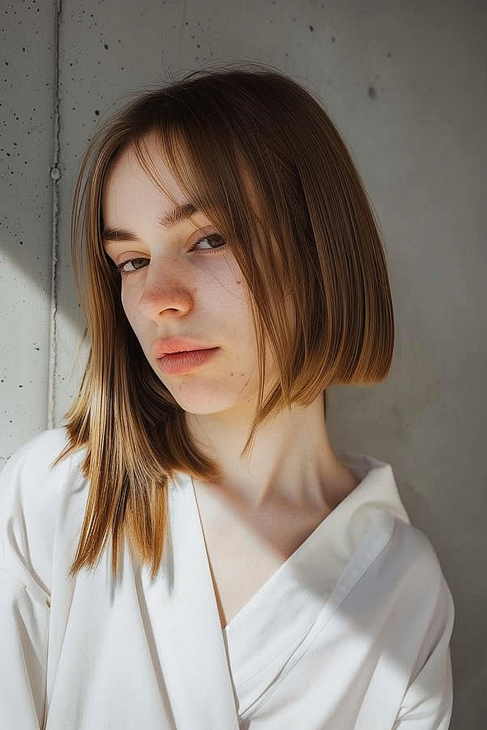 Contemporary bob with asymmetrical lines and uneven lengths