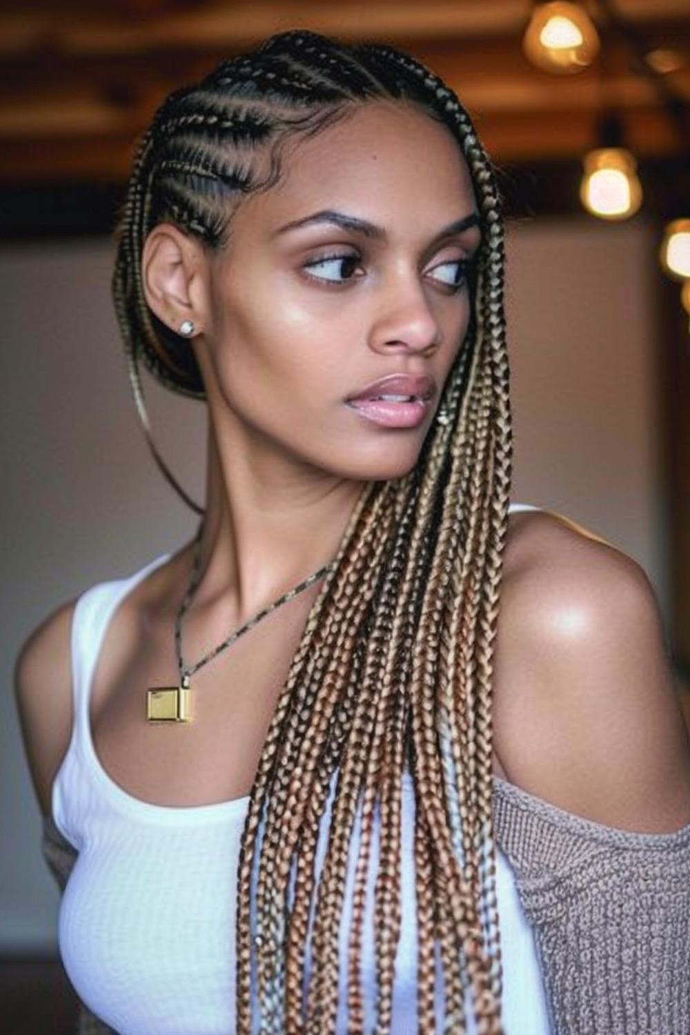 Cornrow braids with side part