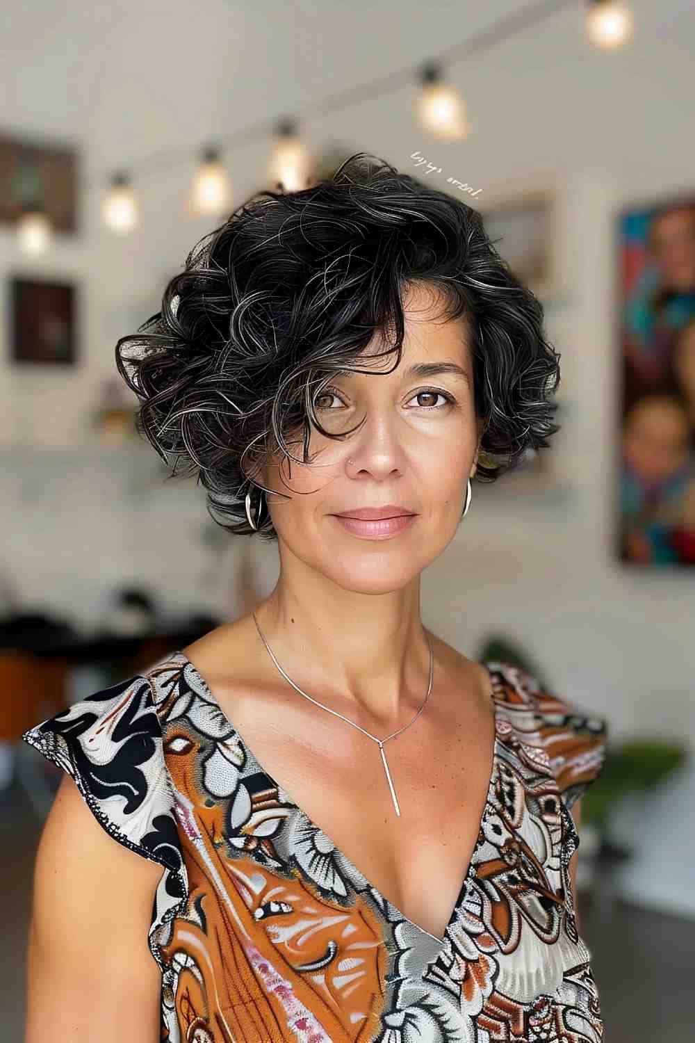 Curly Asymmetrical Bob for Unique Style