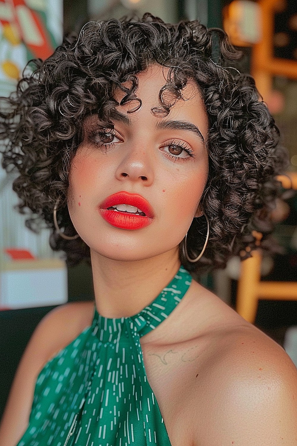 Curly bob with defined, bouncy curls