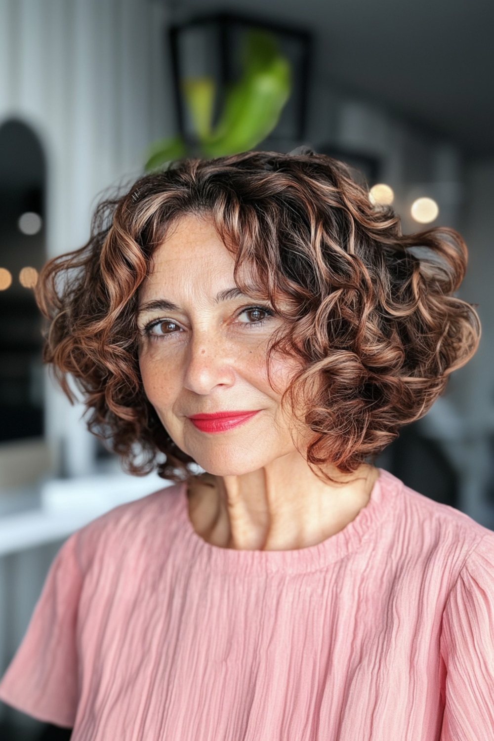 Curly bob with highlights