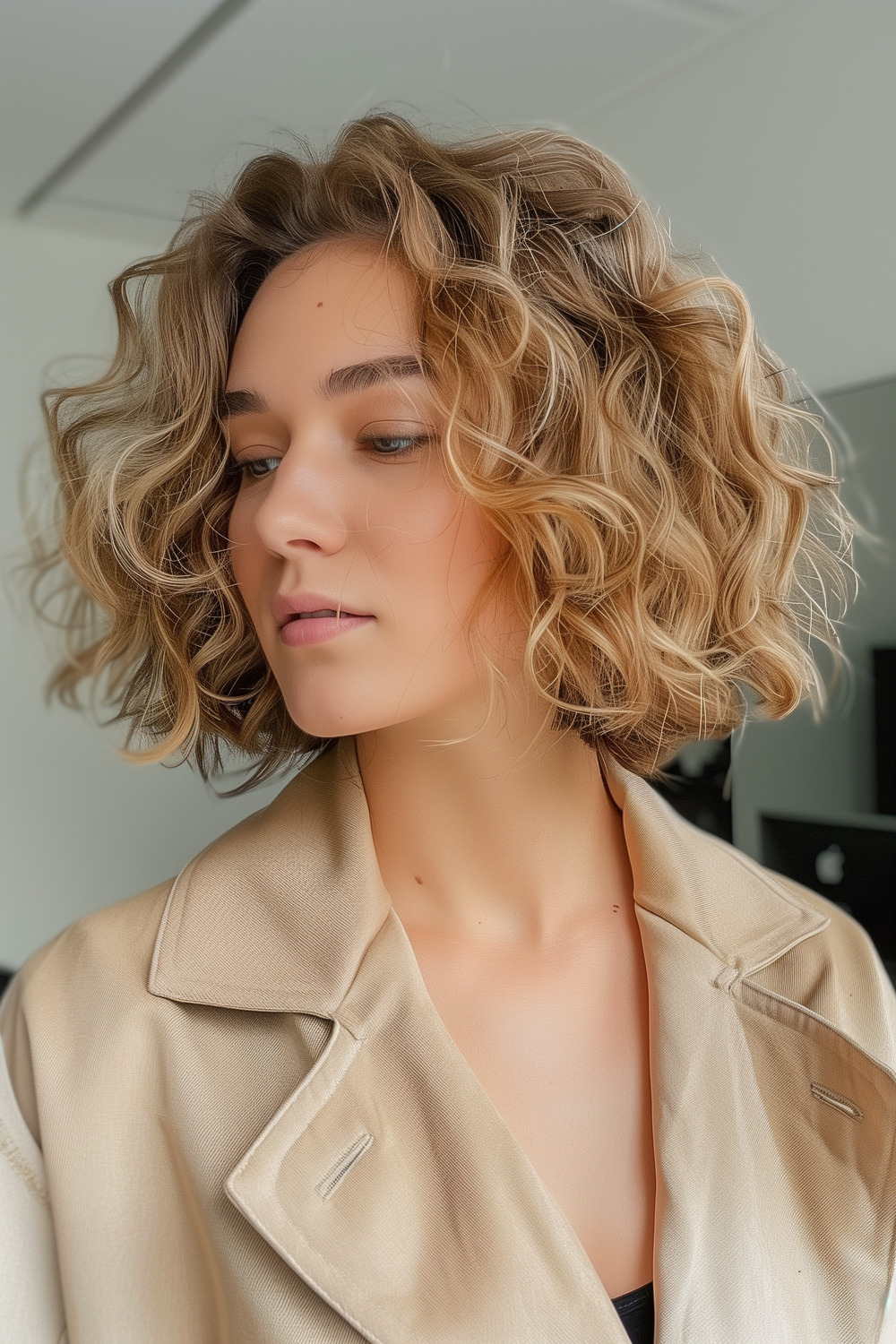 Curly bob with soft layers