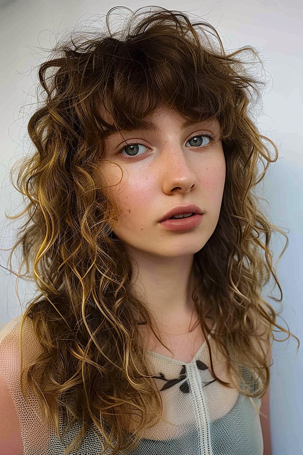 Curly hair wolf cut