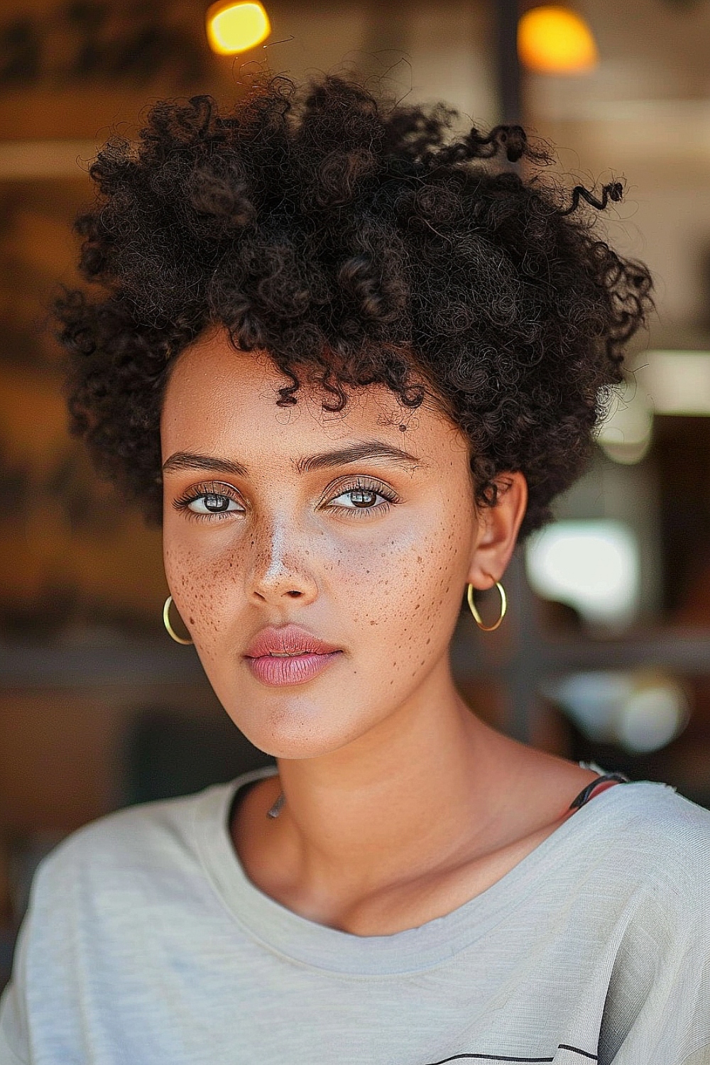 Curly pixie cut with natural curls