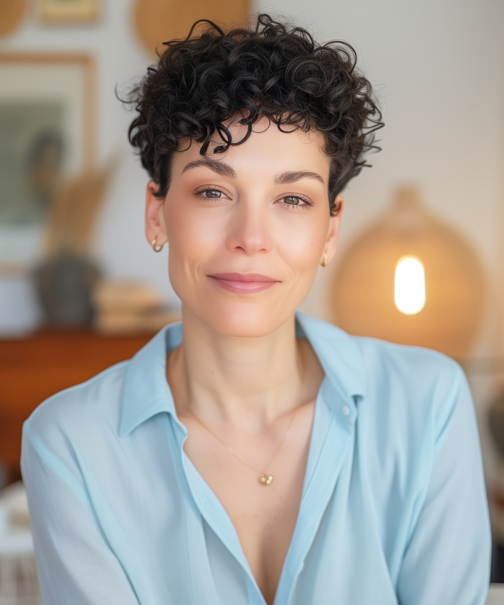 Curly pixie with textured curls