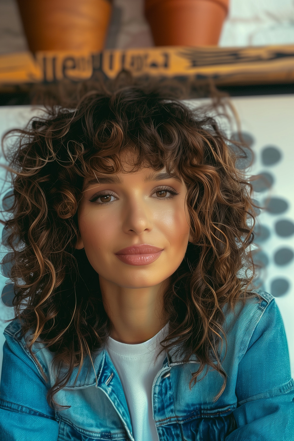 Curly shag with bangs