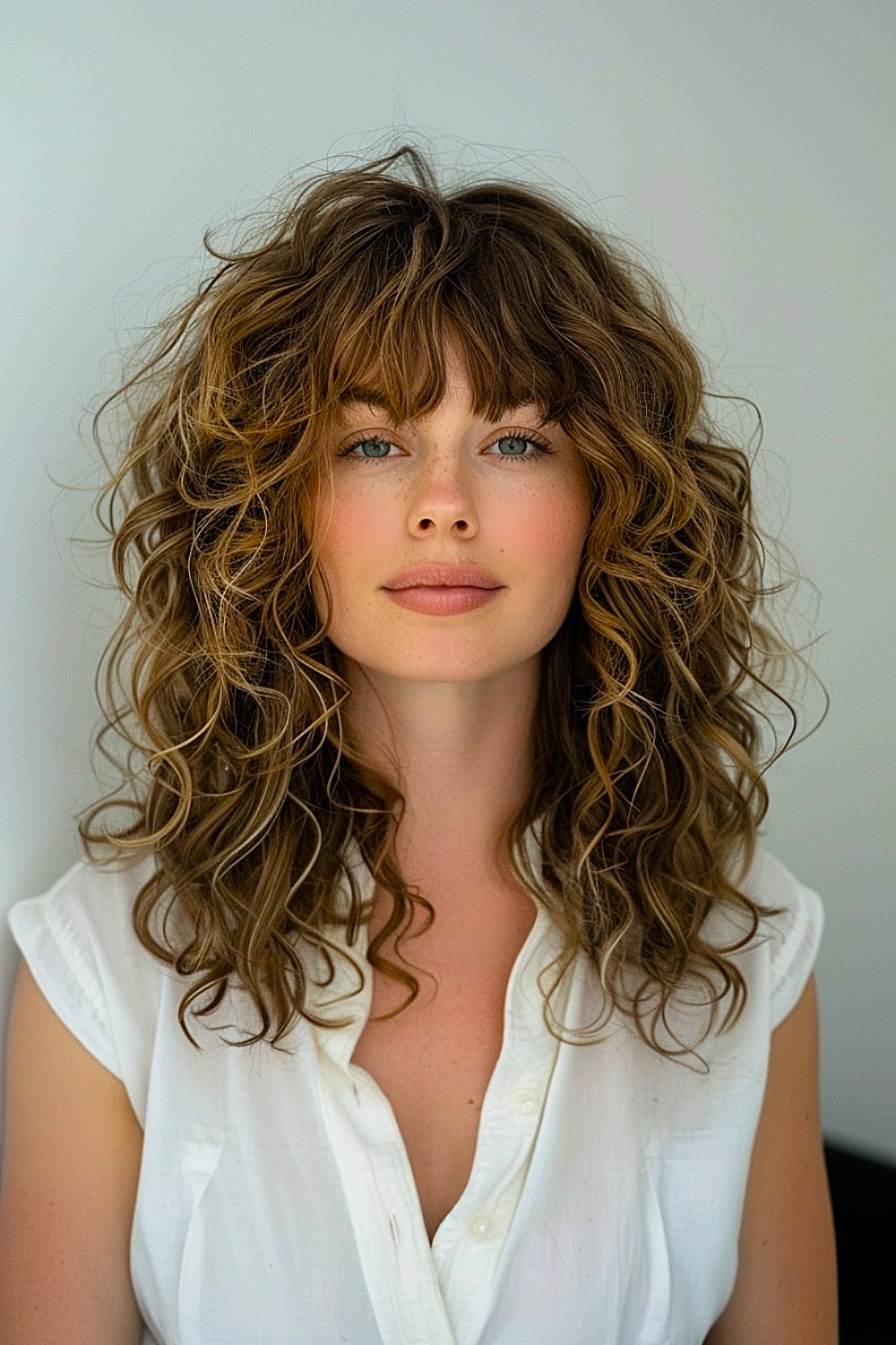 Curly shag with bangs