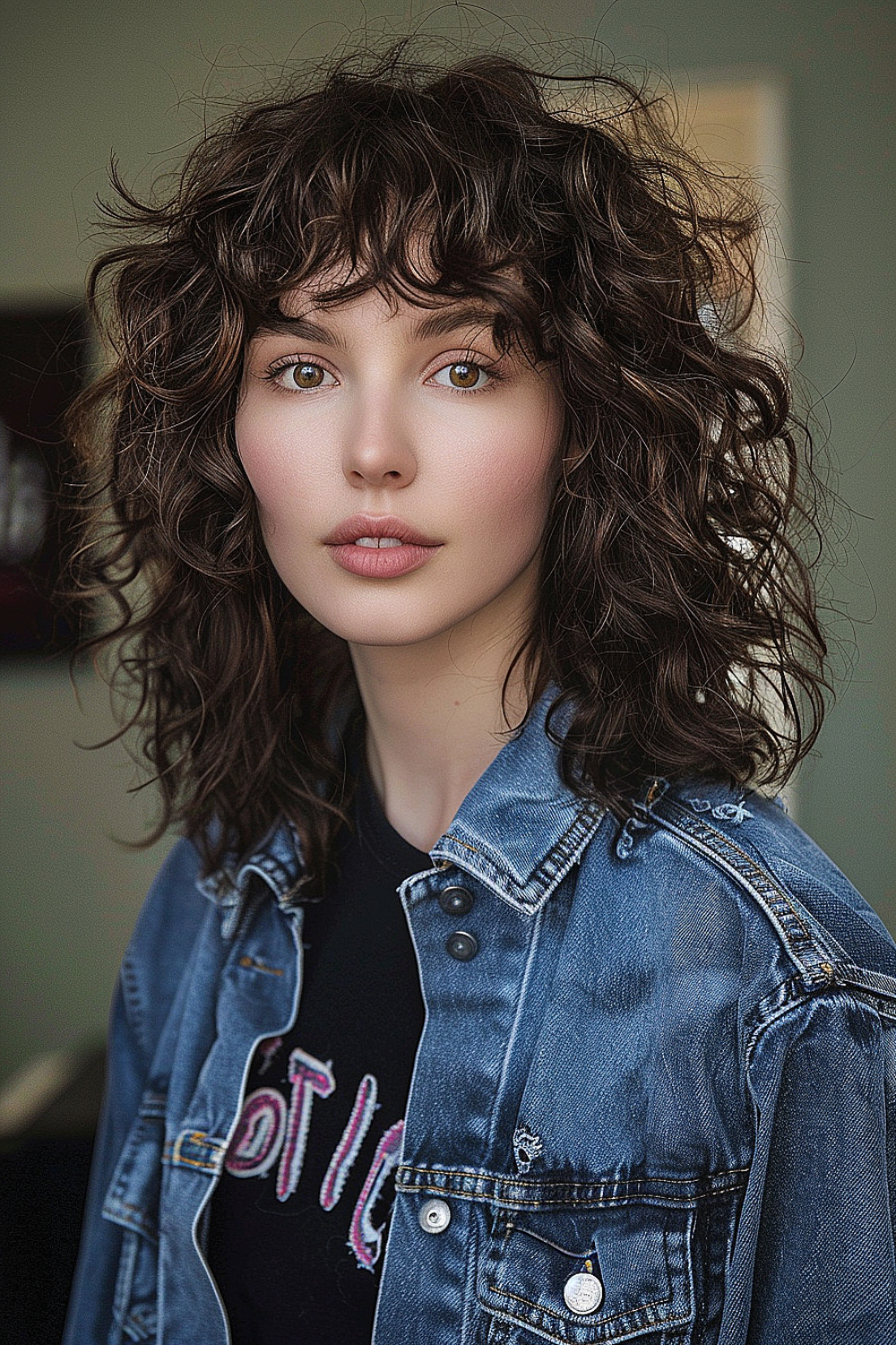 Curly shag with bangs