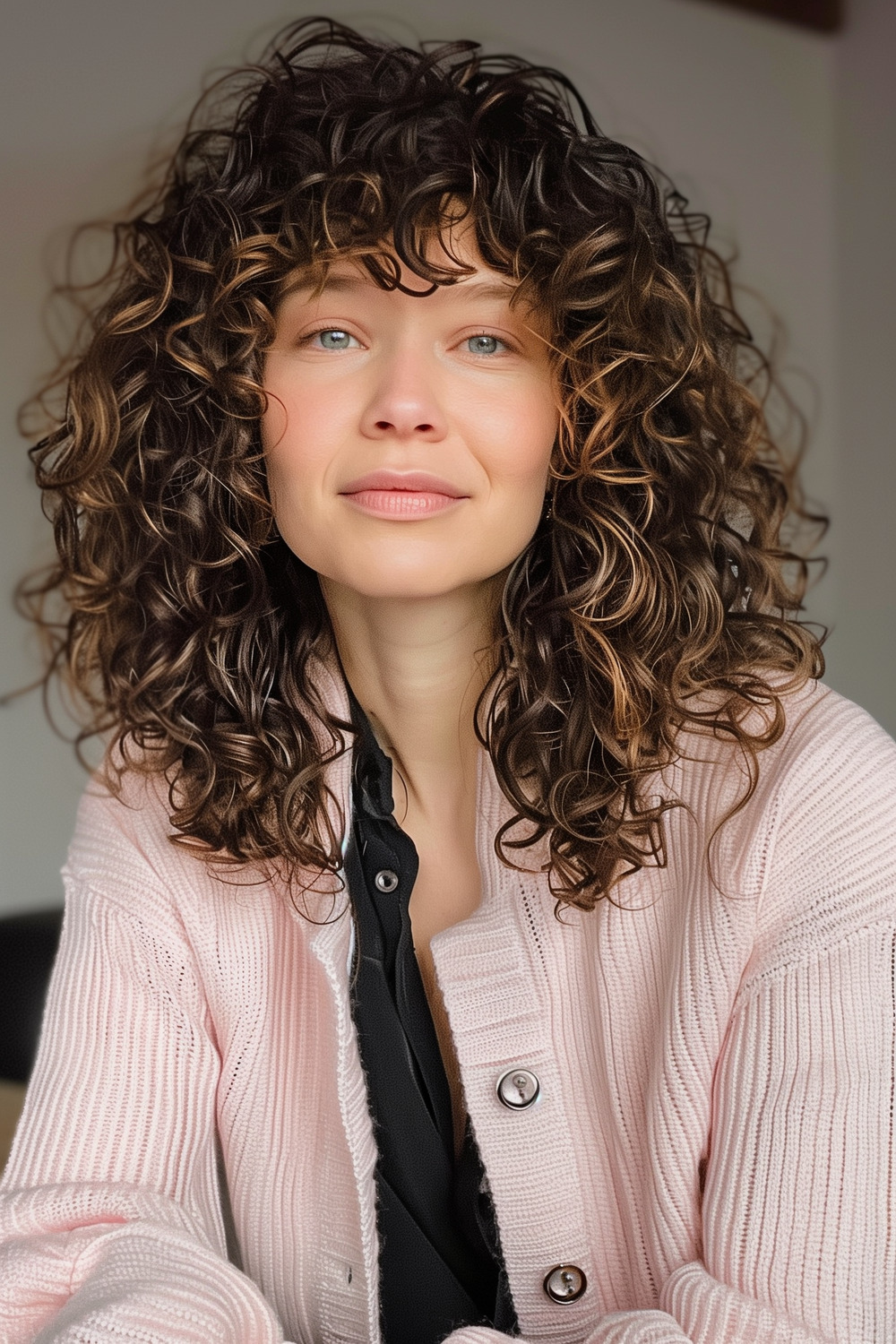 Curly shag with fringed bangs