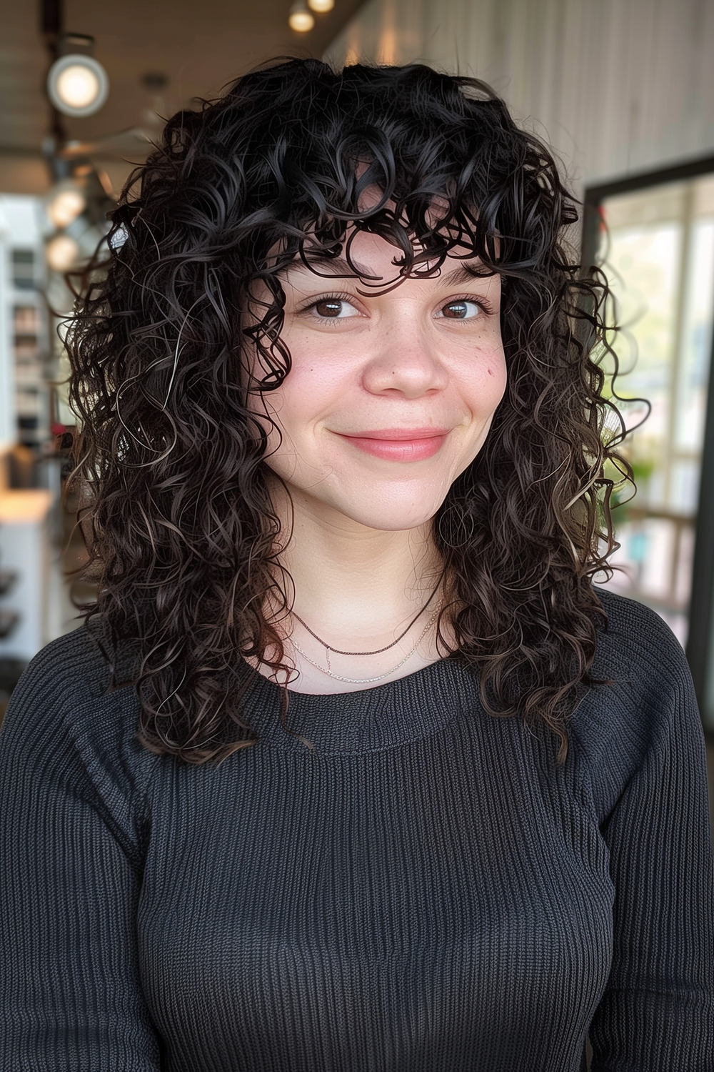 Curly shag with messy bangs