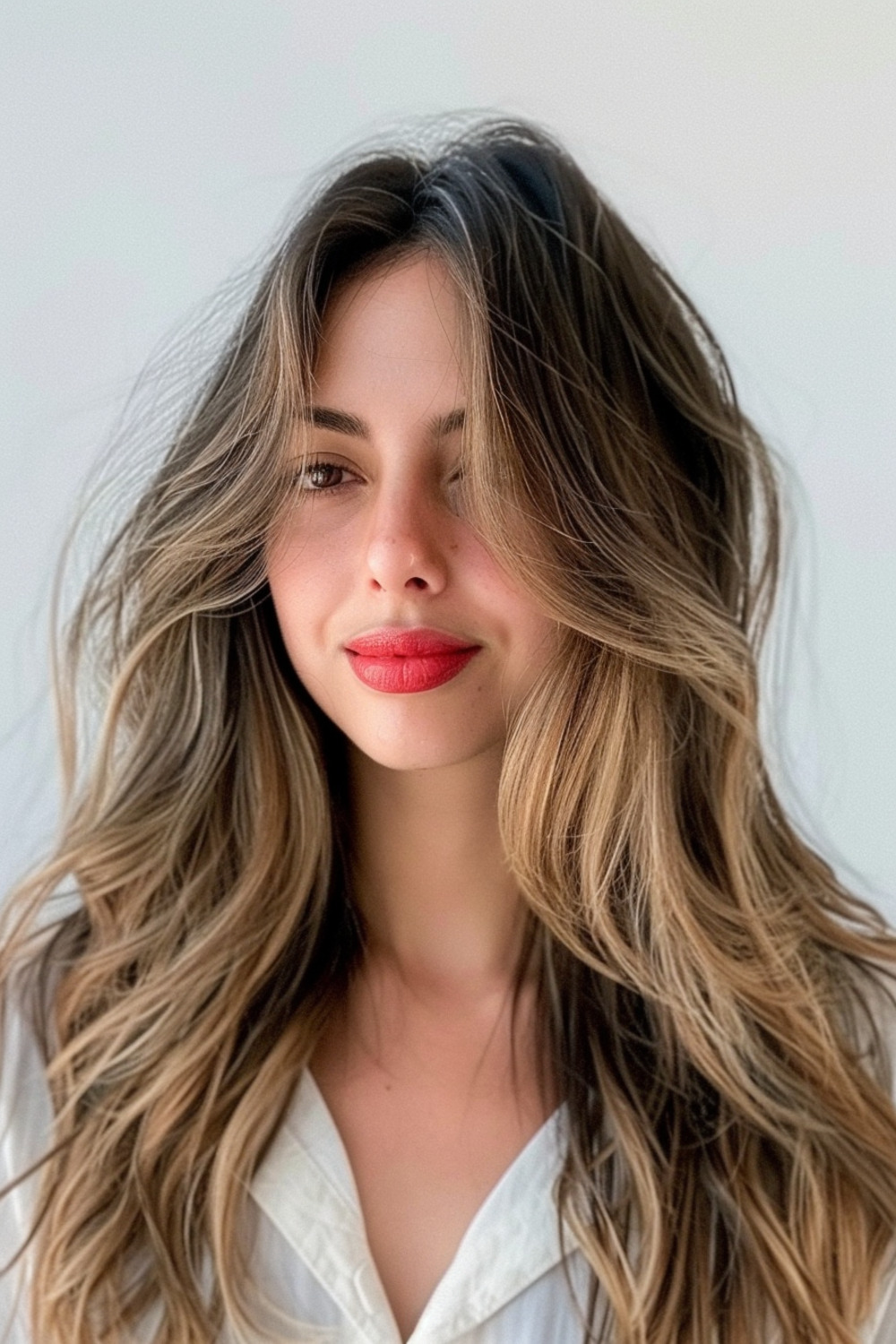 Curtain bangs with balayage