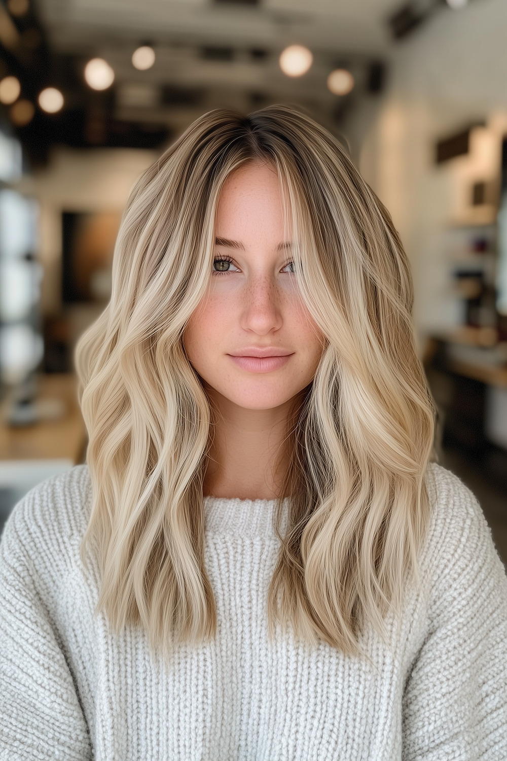 Dimensional blonde balayage for thick hair