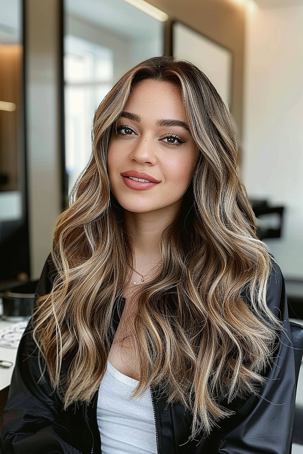 Woman with dirty blonde hair and textured waves