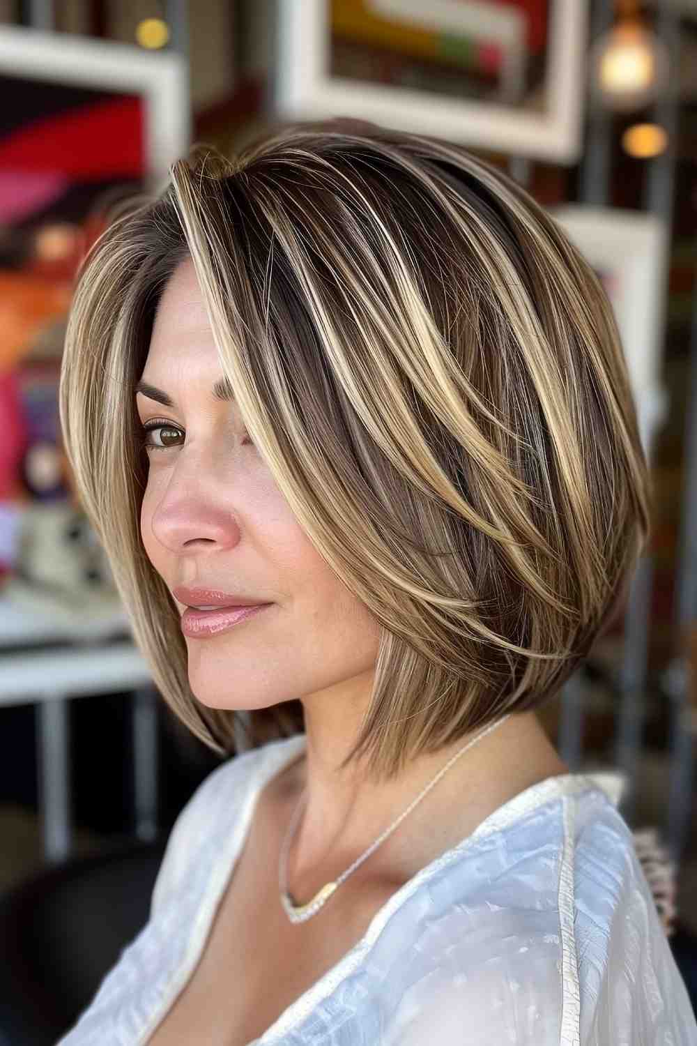 Dramatic A-Line Bob with Bold Highlights